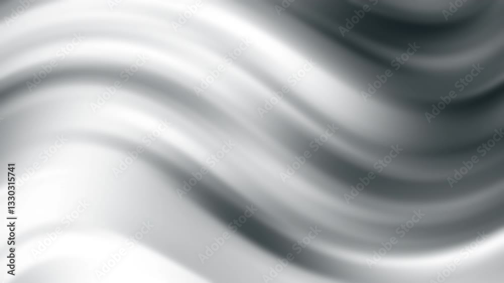 Poster a smooth, flowing abstract design with soft waves in shades of gray, creating a sense of motion and 