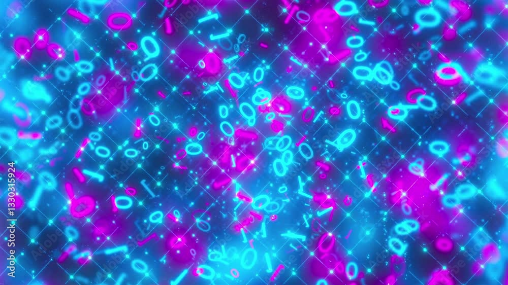 Poster digital numbers with digital background. computer generated 3d render
