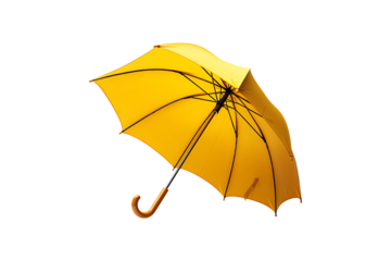 Yellow umbrella Isolated on White and Transparent Background PNG Image.