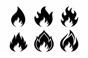 fire icon set line art silhouette vector illustration
