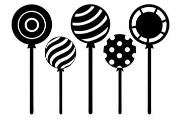 lollipop set line art silhouette vector illustration