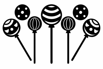 lollipop set line art silhouette vector illustration