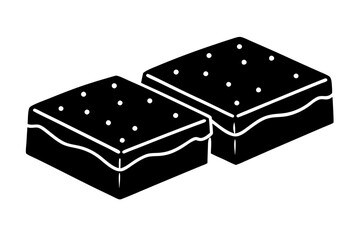 brownies line art silhouette vector illustration