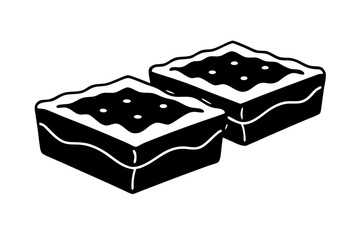 brownies line art silhouette vector illustration