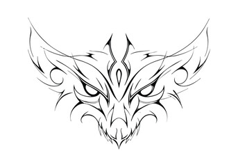 Tribal Wolf Head Tattoo Design – Black and White Vector Illustration with Bold Patterns
