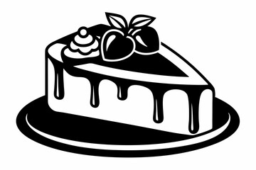 cheesecake line art silhouette vector illustration