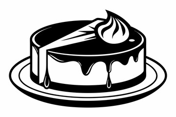 cheesecake line art silhouette vector illustration