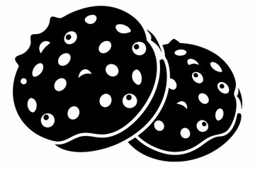 chocolate chip cookies line art silhouette vector illustration