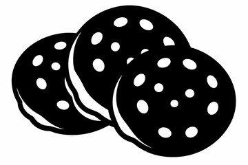 chocolate chip cookies line art silhouette vector illustration