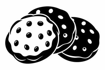 chocolate chip cookies line art silhouette vector illustration