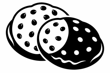 chocolate chip cookies line art silhouette vector illustration