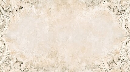 Ornate Floral Frame on Beige Textured Background