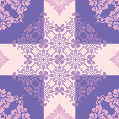 Seamless pattern flowers soft violet in a dark violet background