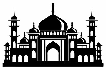 mosque line art silhouette vector illustration