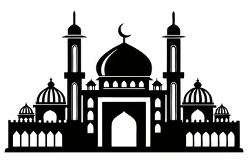 mosque line art silhouette vector illustration