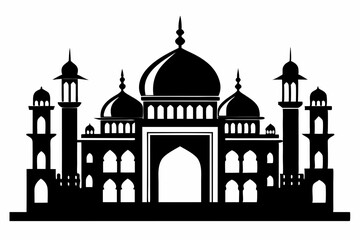 mosque line art silhouette vector illustration