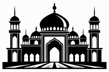 mosque line art silhouette vector illustration