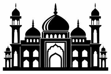 mosque line art silhouette vector illustration