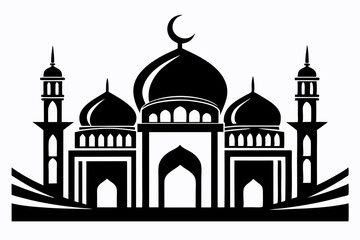 mosque line art silhouette vector illustration