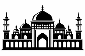 mosque line art silhouette vector illustration