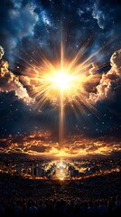 Stunning illustration of a large star in the night sky reflecting the revelation of jesus christ from the new testament