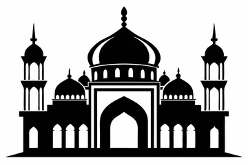 mosque line art silhouette vector illustration