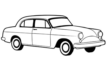old car line art silhouette vector illustration