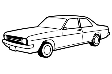 old car line art silhouette vector illustration