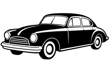 old car line art silhouette vector illustration