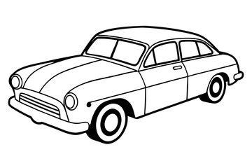 old car line art silhouette vector illustration