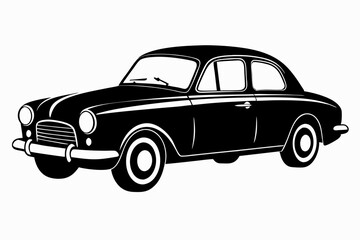 old car line art silhouette vector illustration