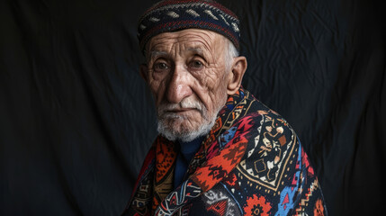 Independence Day of Georgia, portrait of an elderly Georgian man in a national costume