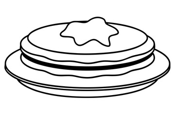 pancakes line art silhouette vector illustration