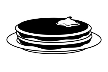pancakes line art silhouette vector illustration