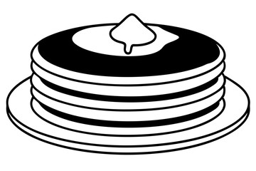 pancakes line art silhouette vector illustration