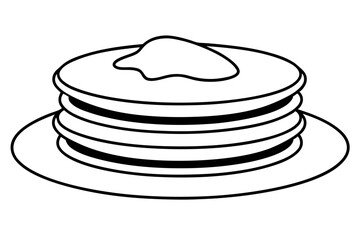 pancakes line art silhouette vector illustration