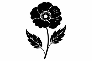wildflower poppy line art silhouette vector illustration