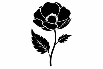 wildflower poppy line art silhouette vector illustration