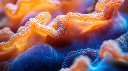 Obraz premium Vibrant coral reef showing intricate textures and patterns in the ocean depths