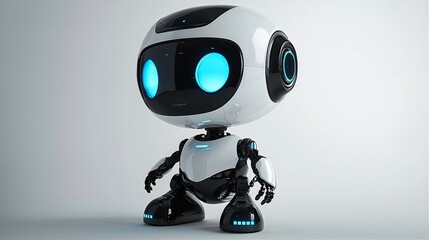 Cute Robot Posing Against a Plain Background