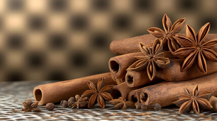 Cinnamon sticks and star anise on a transparent background for a spice and flavor-focused design