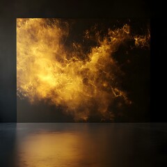 A sophisticated digital backdrop with rich black fading into vibrant yellow, accented by subtle glowing light and refined grain effect, creating depth and elegance in a minimalist composition