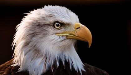 Obraz premium A close up view of the American Bald Eagle; American Bald Eagle symbolizes freedom and the American free spirit; America's national symbol and logo represent