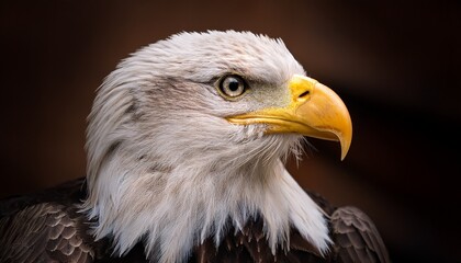 Fototapeta premium A close up view of the American Bald Eagle; American Bald Eagle symbolizes freedom and the American free spirit; America's national symbol and logo represent