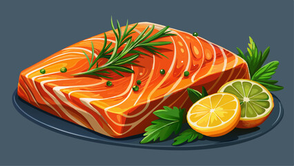 Close-up of a perfectly cooked piece of salmon with a honey glaze and fresh herbs.