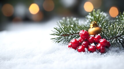 A close up image of a festive winter Christmas scene