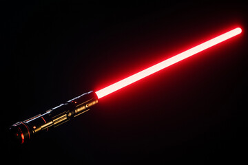 Red lightsaber isolated on a black background