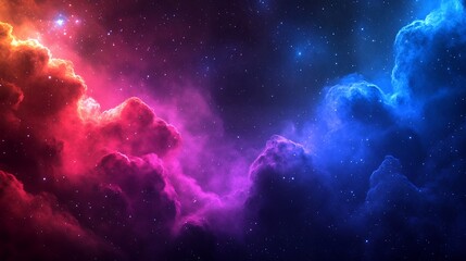 Fototapeta premium Vibrant Nebula Cosmic Space Background with Pink and Blue Clouds Stars
