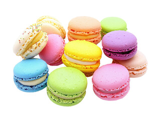 Obraz premium Colorful macarons in assorted flavors isolated on a transparent background for a vibrant and elegant dessert presentation