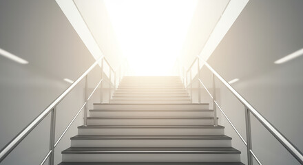 Obraz premium Sleek, minimalist staircase leading into infinite light